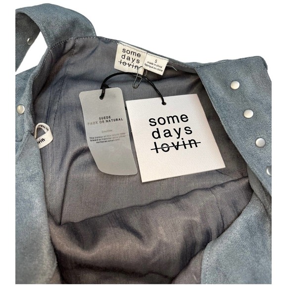 New Some Days Lovin Faux Suede Sleeveless Sweetheart Studded Dress Blue Small - Picture 9 of 16